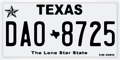 TX license plate DAO8725