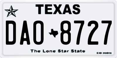 TX license plate DAO8727