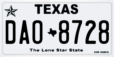 TX license plate DAO8728