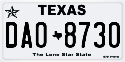 TX license plate DAO8730