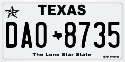 TX license plate DAO8735