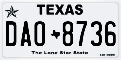 TX license plate DAO8736