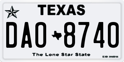 TX license plate DAO8740