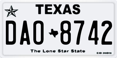 TX license plate DAO8742