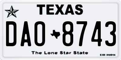 TX license plate DAO8743