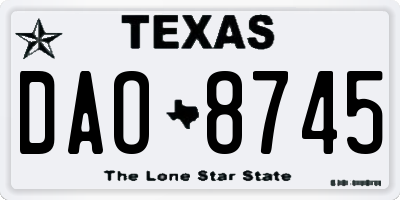 TX license plate DAO8745