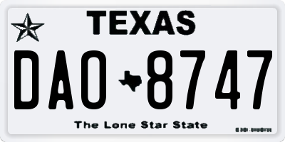 TX license plate DAO8747