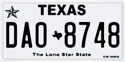 TX license plate DAO8748