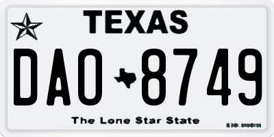 TX license plate DAO8749