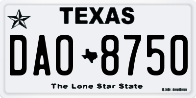 TX license plate DAO8750