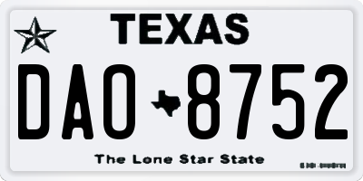 TX license plate DAO8752