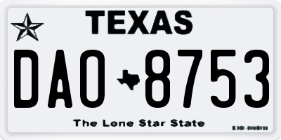 TX license plate DAO8753