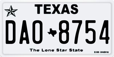TX license plate DAO8754