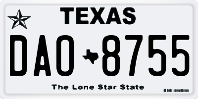 TX license plate DAO8755
