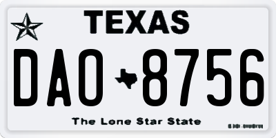 TX license plate DAO8756