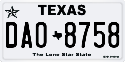 TX license plate DAO8758