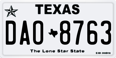 TX license plate DAO8763