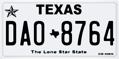 TX license plate DAO8764