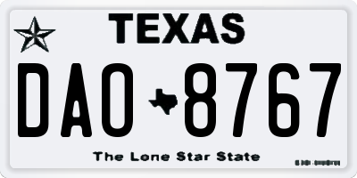 TX license plate DAO8767