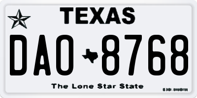TX license plate DAO8768