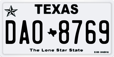 TX license plate DAO8769