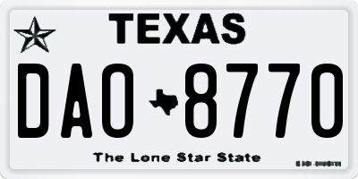 TX license plate DAO8770