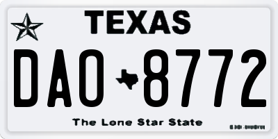 TX license plate DAO8772