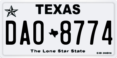 TX license plate DAO8774