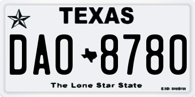TX license plate DAO8780