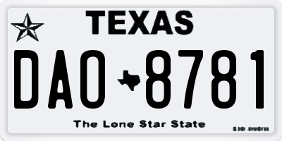 TX license plate DAO8781