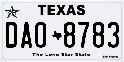 TX license plate DAO8783