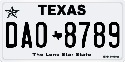 TX license plate DAO8789