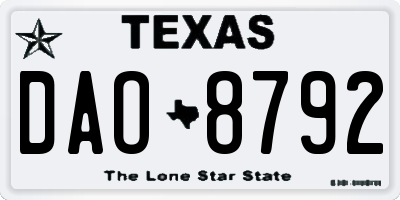 TX license plate DAO8792