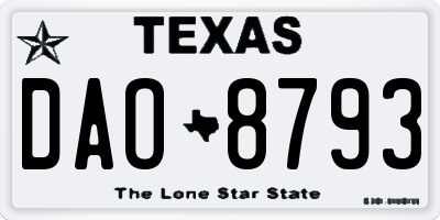 TX license plate DAO8793