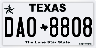 TX license plate DAO8808