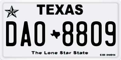 TX license plate DAO8809