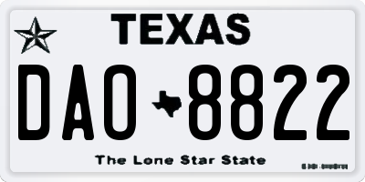 TX license plate DAO8822