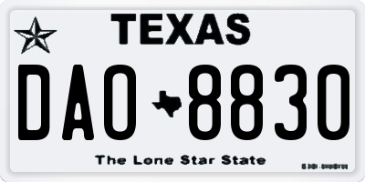 TX license plate DAO8830