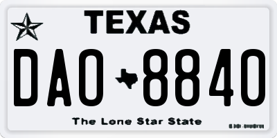 TX license plate DAO8840