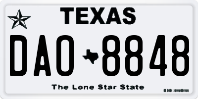 TX license plate DAO8848