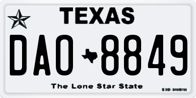 TX license plate DAO8849