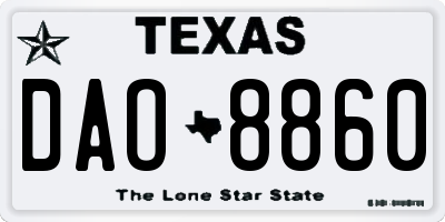 TX license plate DAO8860