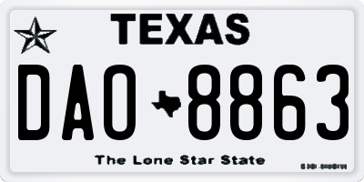 TX license plate DAO8863
