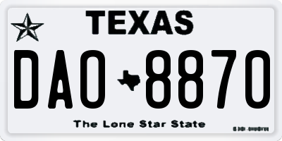 TX license plate DAO8870