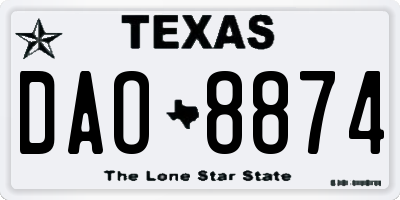 TX license plate DAO8874