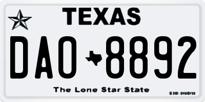 TX license plate DAO8892