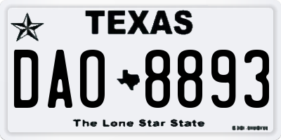 TX license plate DAO8893