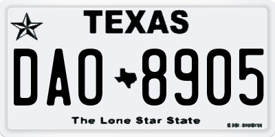 TX license plate DAO8905