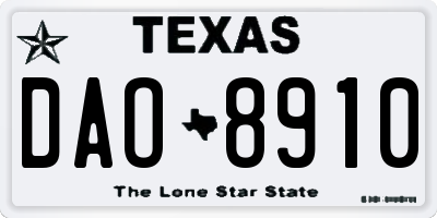TX license plate DAO8910