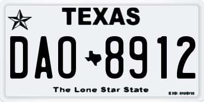 TX license plate DAO8912